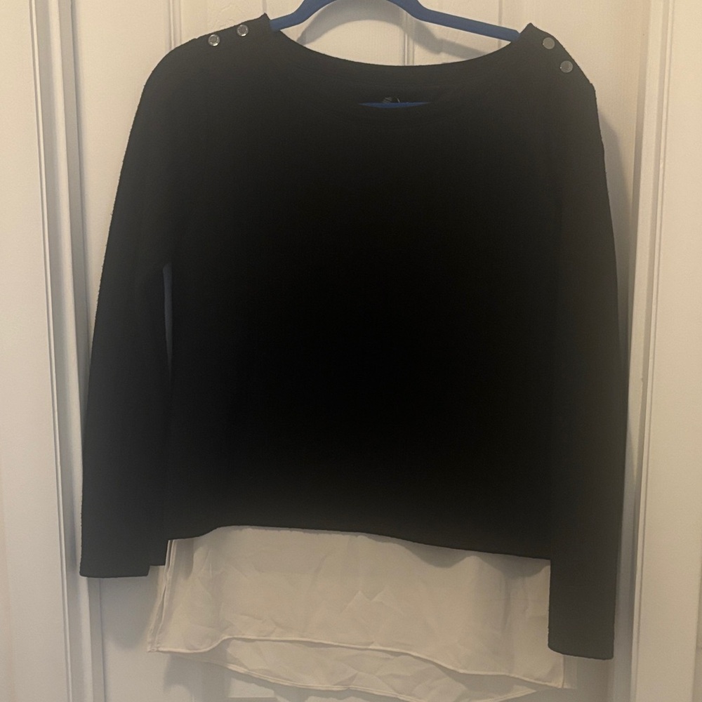 White House Black Market Black and Cream Sweatshirt